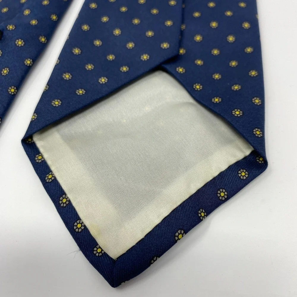 Brooks Brothers Tie Men Blue 100% Silk Necktie Spring Daisy Flower Made in‎ USA